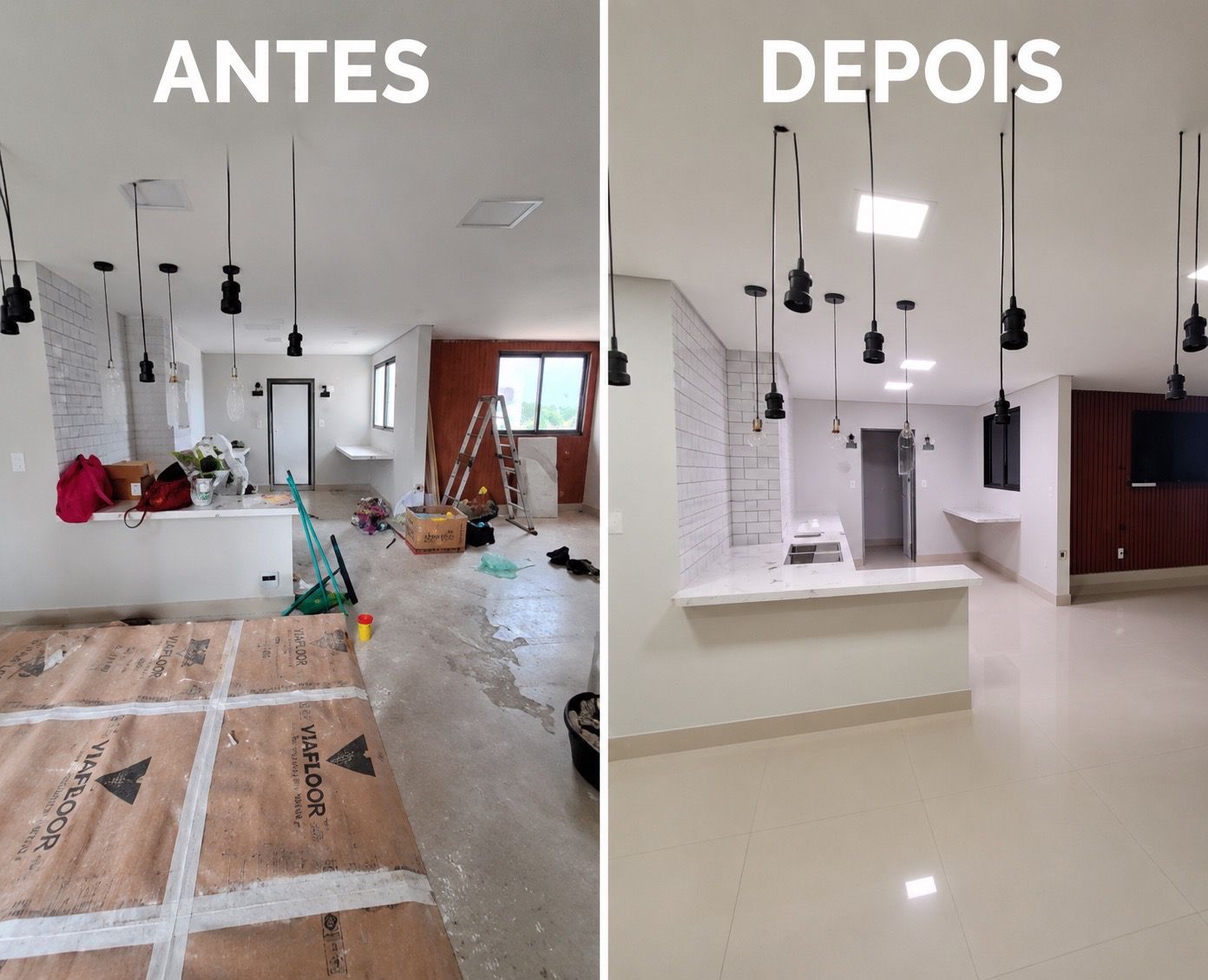 Sala de estar em Perdizes transformada após limpeza pós-reforma